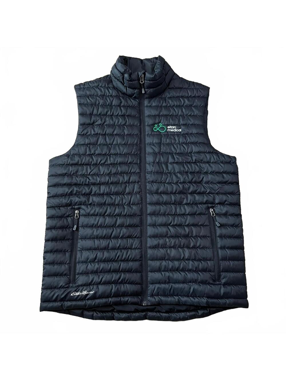 Eddie Bauer Mens Black Puffer Vest Jacket Packable Size Large